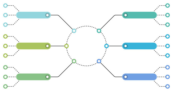 Mind map infographic template with six branches
