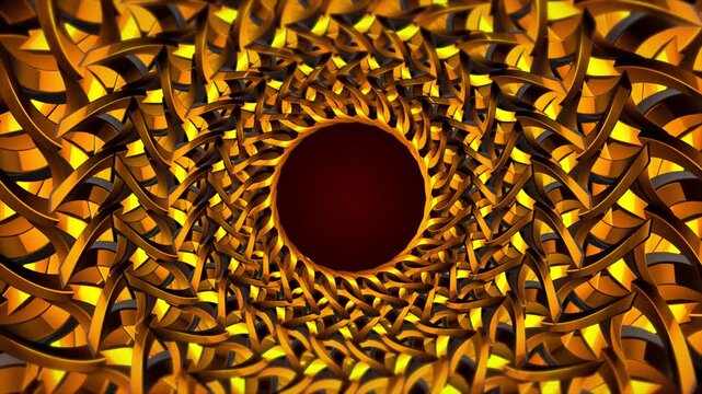 Abstract Golden Mechanical Gears and Cogs Background Animation