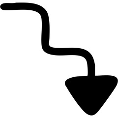 塗りつぶし一本線の手書き矢印のイラスト16（黒）