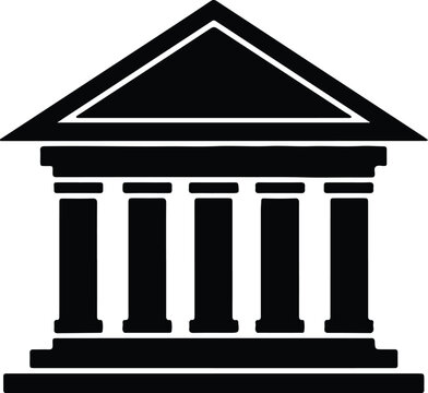silhouette classic bank court government building architecture historical column icon vector design