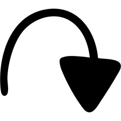 塗りつぶし一本線の手書き矢印のイラスト17（黒）