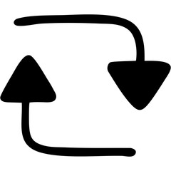 塗りつぶし一本線の手書き矢印のイラスト18（黒）