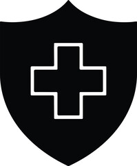 Obraz premium silhouette modern medical cross in shield protection symbol icon vector design
