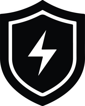 silhouette security shield lightning bolt power protection icon symbol vector design