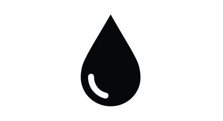 Fototapeta premium Simple black teardrop shape against a white background silhouette