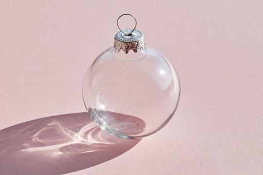 Transparent ornament reflects soft light on pastel backdrop, evo