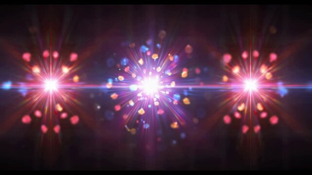 Bright Stars with Colourful Rays Creating a Cosmic Atmosphere in Dark Background