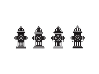 Fire hydrant vector black white icon flat style design isolated on white background