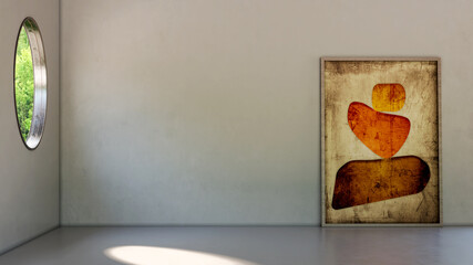 Naklejka premium Large luxury modern bright interiors Living room mockup illustration 3D rendering Digitally Generated Image