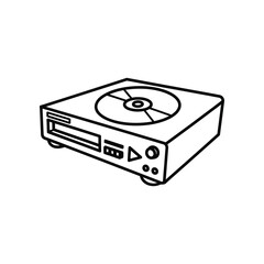 Obraz premium Vintage cd player with disc tray open and controls visible in a simple line drawing