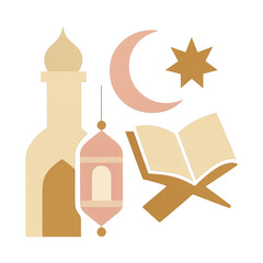 Obraz premium PNG Islamic symbols in minimalist design.