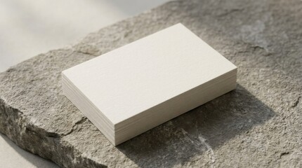 Elegant Minimalist Business Card Mockup on Natural Stone Background for Creative Design Projects