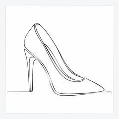 Continuous line, high heels, fashion Simple lines, transparent background, editable strokes.