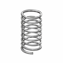 metal spring isolated on white, Silver spring, cut out background.