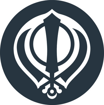 Detailed vector illustration of the Khanda symbol representing the core tenets of Sikhism religion and faith.