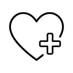 Obraz premium A simple black outline of a heart with a plus sign inside