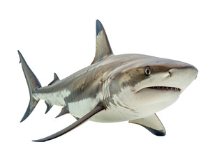 Fototapeta premium Shark swimming through water with streamlined body and pointed fins