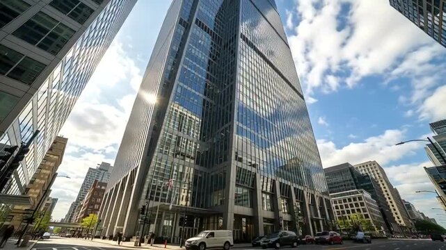 Modern Glass Skyscraper in City Center.