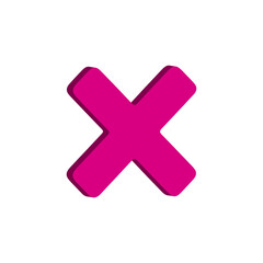 Obraz premium Bold Pink Cross Mark 3D Icon for Cancel, Close & UI Interface Design – Glossy Modern Symbol – Transparent Background