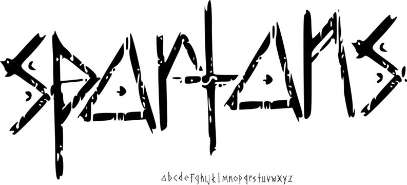 Spartans Bold Decorative Font, Unique Ancient Folk Alphabet Set, Versatile Display Typeface for Survival Gear,Viking Style Posters, Epic Fantasy Book Covers, and High-Impact Visual Arts