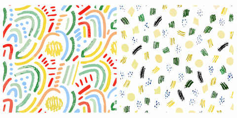 Obraz premium Colorful abstract pattern displaying swirling shapes and scattered brushstrokes