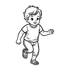 Dibujo de niño pequeño alegre corriendo  © teracreonte