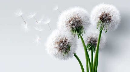 A close up of a bunch of white flowers with green stems. The flowers are surrounded by a white background