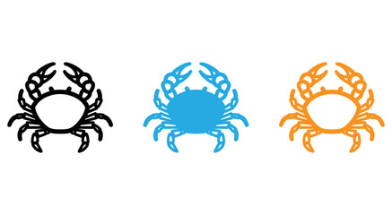 Three stylized crabs in different colors and patterns against a white background isolated on transparent background, Vector © Riyadkingline