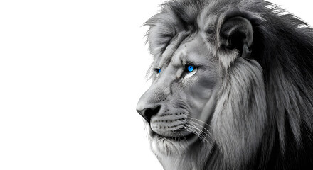 Closeup of a majestic lion head portrait.