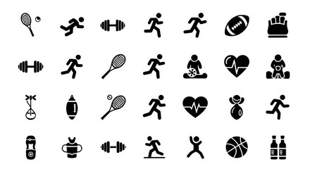 Fototapeta premium Collection of Fitness And Sports Activity Icons.