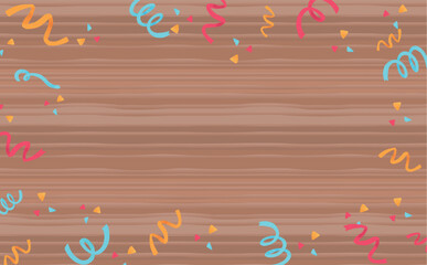 リボンの舞う木目のキャンペーン背景