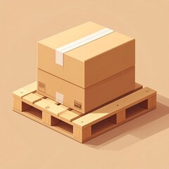 Cardboard boxes stacked on wooden pallet for shipping