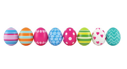 Fototapeta premium Colorful decorated Easter eggs lineup in a row.