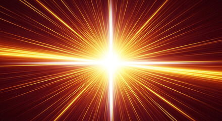 Fototapeta premium abstract golden light rays bursting from a central point creating a dynamic energy tunnel effect ideal for illustrating light speed data flow and futuristic technology concepts.