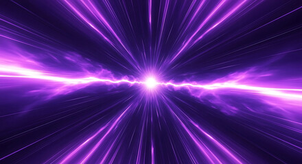 abstract purple light tunnel with a glowing energy beam creating a futuristic speed effect ideal for technology and sci-fi visuals.