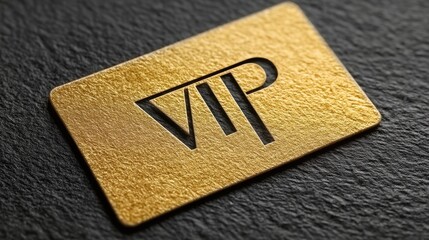 Elegant VIP Gold Card Close-Up on Black Background Showcasing Distinctive Design Elements for Luxury Branding