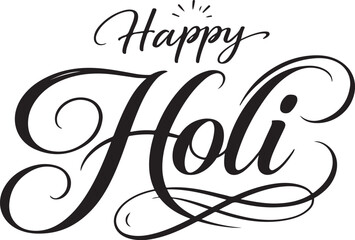 Happy Holi Festival Text Art &ndash; Minimal Handwritten Typography Design
