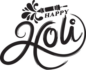 Happy Holi Text Design &ndash; Minimal Artistic Lettering Illustration
