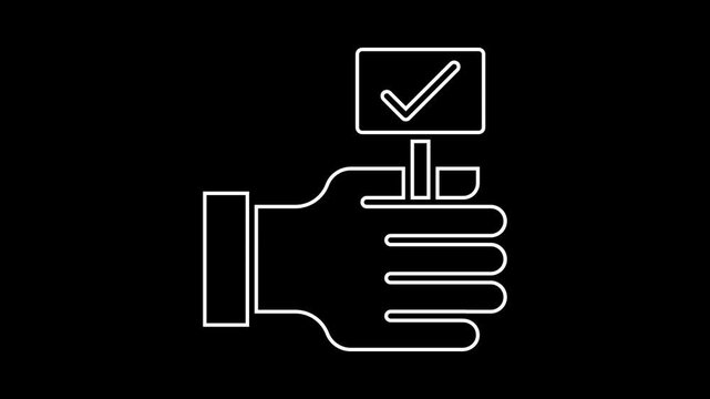 Auction bid solid outline animation 4k isolated on black background seamless looping