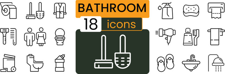 Bathroom icons set for design and decoration