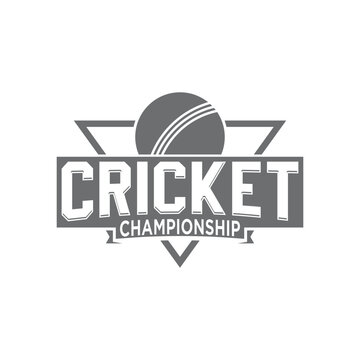 The "Cricket Championship" logo features a masculine, minimalist, solid, and professional monochromatic design.
