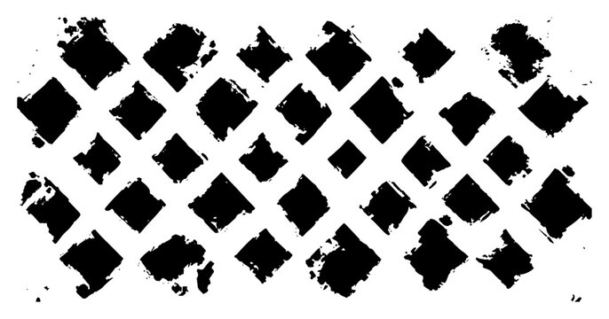 Large diagonal mesh pattern with thick distressed black ink lines
