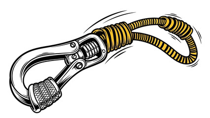 Climbing carabiner and rope detail illustration © Dodol Creative Stock