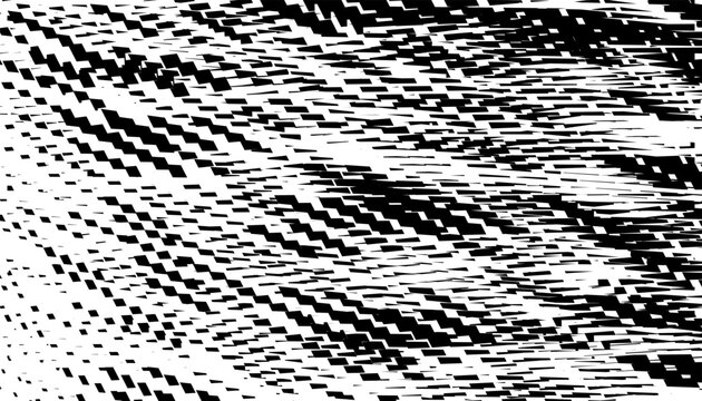 Abstract black and white Glitch Texture Background, Minimalist Vector Illustration with Dynamic Halftone Wave Pattern. Grunge editable graphic resource. EPS10 