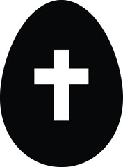 Obraz premium Christian Easter egg symbol featuring a white cross against a black egg
