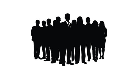A group of business people standing together bold silhouette
