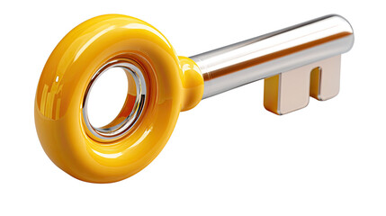 Golden Key to Unlock Potential: An eye-level shot captures a shiny, golden key, gleaming with promise and opportunity, poised to unlock doors to new beginnings.