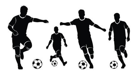 Three soccer players in dynamic action a striking silhouette © Jesmin