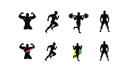 Athletic figures in various poses a striking black silhouette © Jesmin