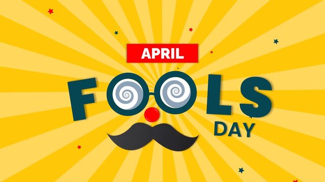 Vibrant April Fools Day Celebration Background with Funny Glasses and Mustache Prank Elements